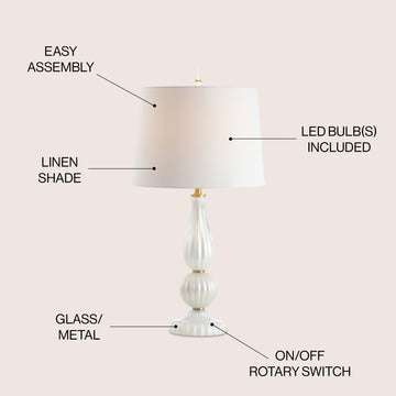 Maddie 28" Glass/Metal LED Table Lamp - JONATHAN Y